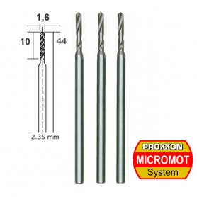Foret en acier wolfram-vanadium Ø 1,6 mm axe Ø 2,35 par 3 pièces