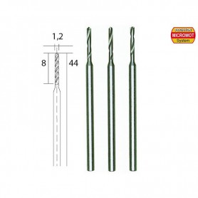 Foret en acier wolfram vanadium Ø 0,8 mm axe Ø 2,35 par 3 pièces